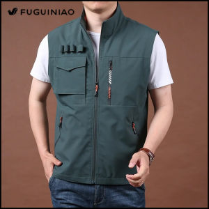 Mens Outdoor Photography Fishing Loose Vest Multi-pocket Quick-drying Casual Outdoor Tooling Sports Vest Middle-aged Fishing Plus Size Vest Mens Casual Multi-bag Workwear Vest