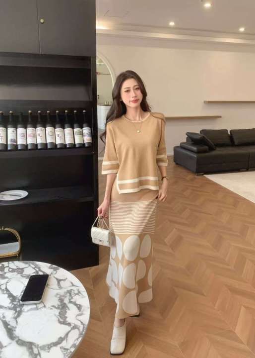 baao High Quality Knitted Loose Top Back Skirt in Coords Terno  Lazada PH