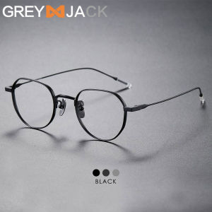 Grey Jack Frame Kacamata Bahan Titanium Sangat Ringan Kokoh Model Oval Fashion Laki-laki dan Wanita Bisa Minus 80803