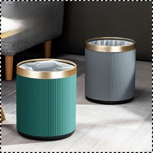 Garbage Bin Large Caliber Garbage Bag Light Luxury Gold Edge Stain-resistant Beautiful Round