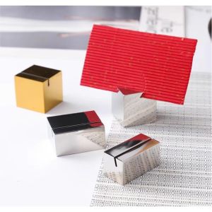 WAPKTY Thép không gỉ Giá đỡ thẻ đặt bàn Ổn định Chắc chắn Giá đỡ menu Di động Hình dạng hình học Kẹp giữ ảnh Tiệc cưới