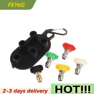PkYeG Multi Functional High Pressure Washer Tips Set With Nozzle Holder 5 7 Nozzle Tips 1 4 Inch Quick Connector DIY Accessories