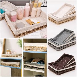 NOBLELUX Multicolor Storage Basket Multi-porpose Weaving Organizier Basket Creative Flower Pattern Storage Box Cosmetics Snacks Sundries