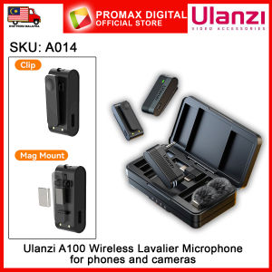 Ulanzi A100 / A-100 Wireless Lavalier Microphone for phones and cameras with clip and magnetic mount