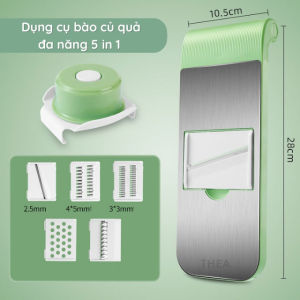 Bộ dụng cụ nạo bào sợi cắt lát rau củ quả đa năng kháng khuẩn kèm rổ 5 in 1 bảo vệ tay nhỏ gọn tiện ích N073