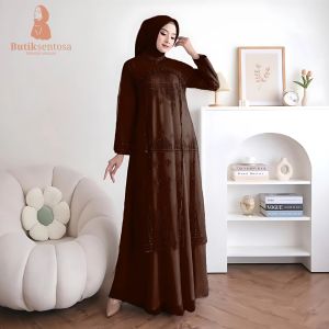 NEW Aruna Dress Gamis Tille Puring Mix Brukat Mewah Elegan Aplikasi Payet Baju Pesta Kondangan Wanita