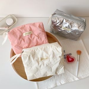 BAIXL Korean Y2K Bow Cosmetic Bag Wash Pouch Bowknot Love Heart Korean Style Pencil Case Sweet Ins Style Bow Stationery Bag Women