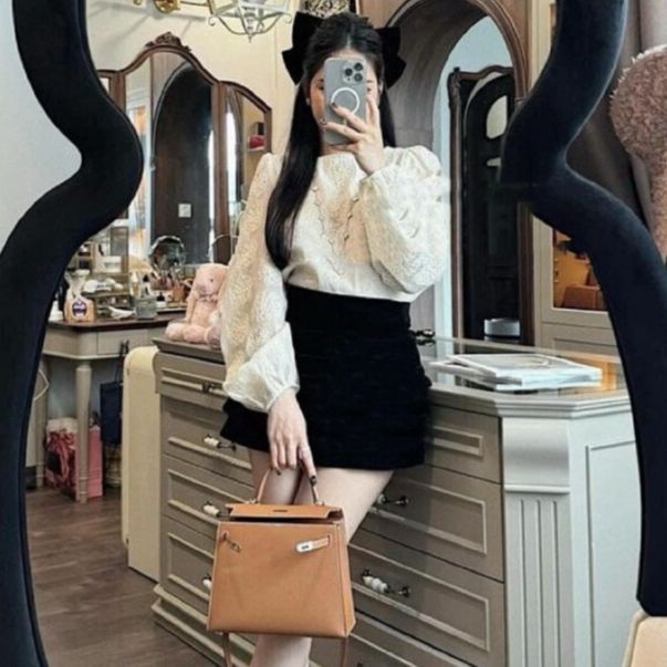 Áo Nữ Thô Ren Tay Bồng 2 Lớp Thêu Hoa Hồng Kiểu Dáng Tiểu Thư V505 ...