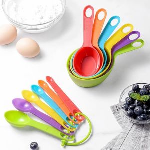 12pcs/Set Measuring Spoon Cup DIY Kitchen Cooking Baking Scale Resistance Tools Rainbow Color
