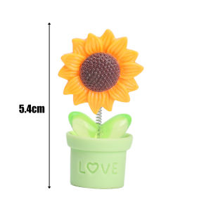 5PCS Swaying Sunflower Car Ornaments Simulation Pot Plant Shake Head Car Center Console Decorations Fresh Small Flower Pot Cute Ornament