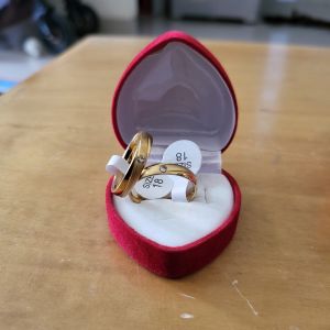 COD!! Cincin Emas Anti Karat Cincin Mata Belah CC653/5 Dapat 2 dan box Tunangan Nikah Titanium Stainless Steel Cincin Pria Cincin Wanita Cincin Couple Anti luntur 24 karat