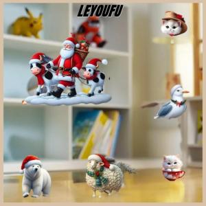 LEYOUFU จี้2D ต้นคริสต์มาสแบบแบนห้อยของประดับต้นคริสต์มาสของตกแต่งบ้านรูปการ์ตูนตกแต่งของขวัญคริสต์มาสปีใหม่2D