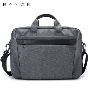 Bange Fabric Black Grey Waterproof Men's Briefcase: A Perfect Fit for 13 Inch & 15.6 Inch Laptops