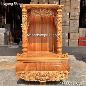 Bàn thờ thần tài ông địa gỗ xoan ngang 56x 81cm quỳ trụ mẫu mới rất đẹp