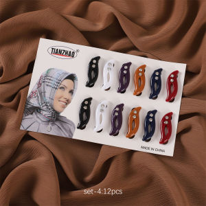 Jifang 12pcs/set mix colors Rhinestones Heart Wave Floral Shape Safty Pin Silk Scarf Hijab Clip Buckle Brooches Pins YZ17