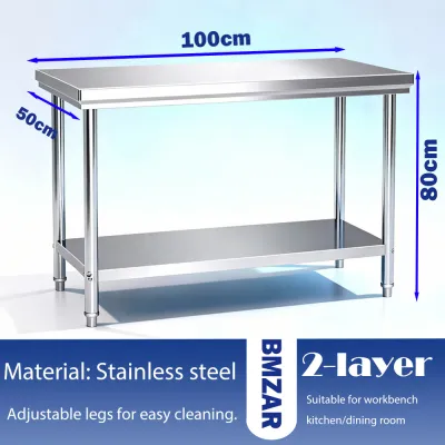 LOADNIX Stainless Steel Work Table Heavy Duty Commercial Kitchen Prep Table Food Preparation Workbench with Storage Shelves for Restaurant Home