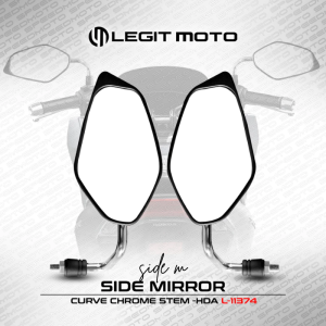 HONDA AIRBLADE 150 LEGITMOTO ORIGINAL SIDE MIRROR CURVE BLACK/CHROME STEM NON-GRADED CLEAR LENS 1PAIR