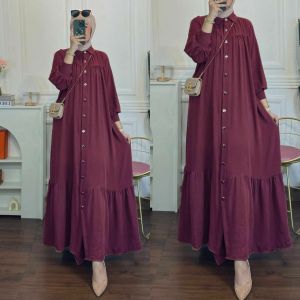 Fiana Dress Bahan Crinkle Variasi kancing