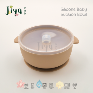 JIYU [JB-008] Silicone Suction Bowl with Lid / Mangkok Silikon Suction dengan Penutup BPA FREE