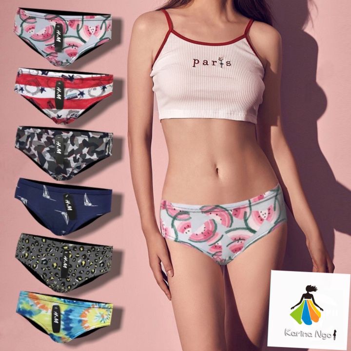 H&M COTTON Underwear FOR Women Printed Sexy Lingerie Panty Underwear  6Pcs-12Pcs(S-XXL) | Lazada PH