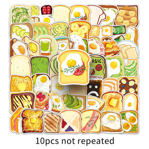 50PCS Cute Food Toast Bread Sticker INS Style Fresh Cartoon Graffiti Diary DIY Decorative Seal sticker