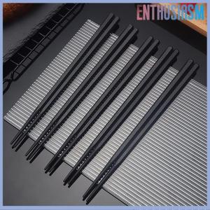 【Enthusiasm】🌟🌟【Hot Sale】🎈 1 cặp hợp kim Trung Quốc đũa thực phẩm Nhật Bản Sushi Gậy tái sử dụng không trượt máy rửa chén an toàn tre hình dạng thực phẩm cấp đũa