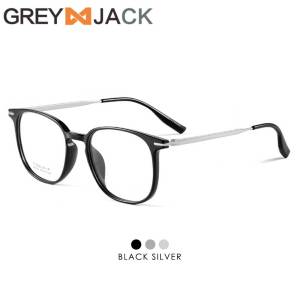 Grey Jack Frame Kacamata Model Kotak Titanium Style Simple Pria Wanita Bisa Minus Antiradiasi Bluray Bluecromic 8160