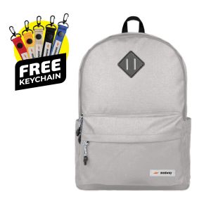 MEDWAY Tas Ransel Anak Sekolah Kuliah Kerja Warna Silver dan Bonus Gantungan Kunci