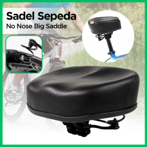 COD SHENGXIN Sadel Sepeda No Nose Big Bicycle Saddle Spring Style - jok sadel semua sepeda nyaman dipakai - black
