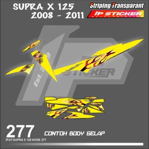 SUPRA X125 HOT WHEELS 2008-2011 (COD) STIKER STRIPING MOTOR HONDA SUPRA X125 HOLOGRAM DAN TRANSPARAN