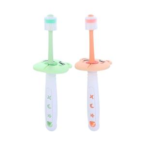 SWEOLQ Cartoon Cute Short Handle For Children Deep Cleaning Kids Teeth Care 360 Degree Silicone Toothbrush Baby Training Teeth Brushes Oral Care Brush