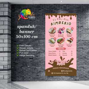 Cetak Spanduk Banner Cokelat merah muda kreatif promosi jualan makanan minuman manis