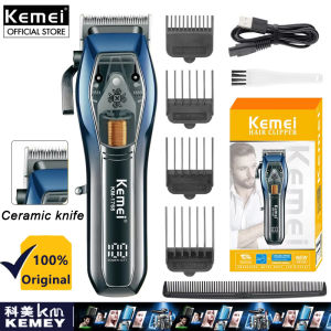 Kemei KM-1768 Metal Body Professional Hair Clipper Rechargeable 9000 Rpm High-speed Motor Haircut Machine Electric LCD Display Hair Trimmer