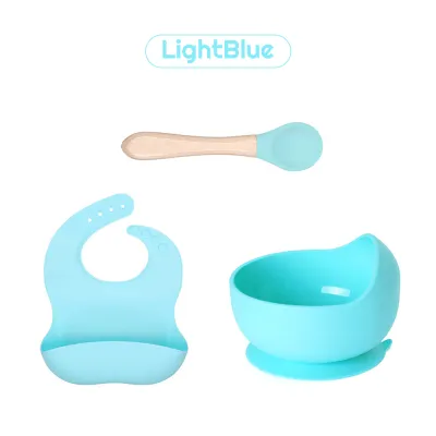 Baby Plate Silicone Suction Feeding Tableware Childrens 3Pcs Set Feeding Training Plate