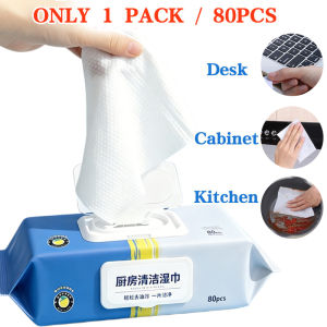 BUY 1 TAKE 2 (80 PCS / Pack) Kitchen Wipes / Multipurpose Dish Cleaning Wipes / Degreasing Anti-Oil Table Removal Wiping Rag / Household Disposable Oil Stains Scented Wiping Tissue Powerful Stain Remover Gentle On Hands Perfect For Lazy Kitchens