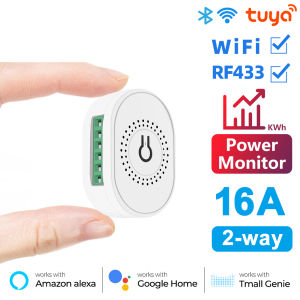 SMATRUL 16A Tuya WiFi RF433 Smart Wireless Switch Light Mini 2 Way Module On Off Timer Breaker with Power Monitor for Google Home Alexa