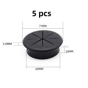 5PCS 50mm Desk Cord Grommet Wire Cable Hole Cover Cap For Home Office PC Desktop Computer Table