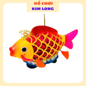 Đồ chơi lồng đèn trung thu hình cá chép xoay đèn 7 màu cho bé tặng pin có nhạc và đèn quà tặng trang trí trung thu