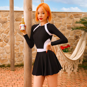 SAILBEE Swimming Suit Womens Thin Conservative Hot Spring Long Sleeved Diving Suit Surfing Snorkeling Suit One-Piece Swimsuit A126