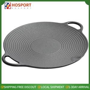 【HOSPORT】11.8 Inch Non Stick Cast Iron Grill Pan for Outdoor Camping and Barbecue Cooking