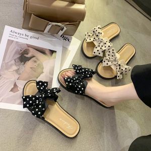 Sandal Fashion Slop Flat Polkadot Wanita Korea Import High Quality