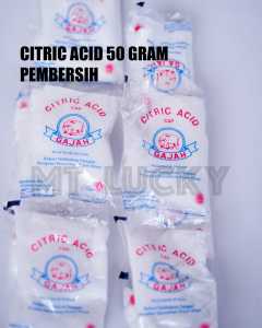 CITRUN Cap Gajah 50gr / Citric acid / Asam Sitrat / Pemutih / Pembersih Per pack isi 20 pcs