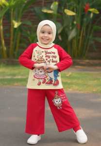 Stelan Baju Anak Perempuan Anomali Tung-Tung Sahur Viral Usia 0-10 Tahun Bahan Katun Lengan Panjang