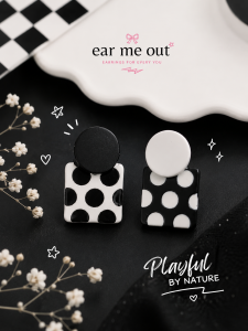 [SG] Monochrome Polka Dot Stud Earrings | Black & White Geometric Earrings | Modern Statement Studs | Playful Fashion Jewellery | ear me out (EMO-139)