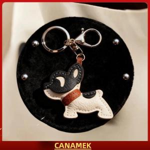 Miễn phí vận chuyển✨ Đáng yêu PU da pháp Bulldog Keychain Mặt dây chuyền dễ thương con chó con túi quyến rũ ba lô treo xe Keyring quà tặng phụ kiện thời trang