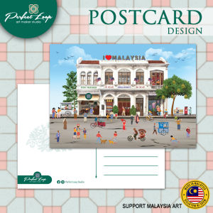Postcard Malaysia Unique Street Food Cute with Cute Animals Design Art Concept (BUY 10 FREE 1)