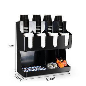 Two layer Coffee Cup Holder Removable Multi-function Cup Rack Tissue Lid Holder Storage Organizer
