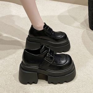 [Free Shipping] Spring And Autumn New Collection: WomenS Height-Increasing Shoes Thick-Soled Leather Loafers Versatile And Slimming High-Heeled Shoes