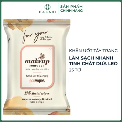 Khăn Ướt Tẩy Trang EcoWipes Tinh Chất Dưa Leo Gói 25 Tờ Hasaki Sản Phẩm Chính Hãng