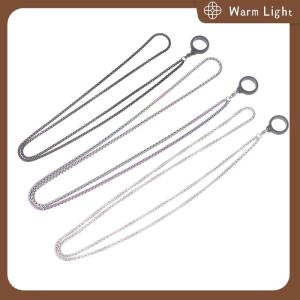 Warm Light Anti-Lost Pen Lanyard Anti-drop Portable Metal Chain Necklace Lanyard Metal Lanyard Sling Snake Bone Chain With Rubble Ring